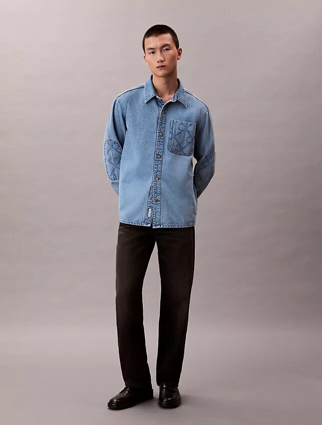 90-luvun tunnusmerkillä varustettu Denim-ylipaita 90-luvun tunnusmerkillä varustettu Denim-ylipaita