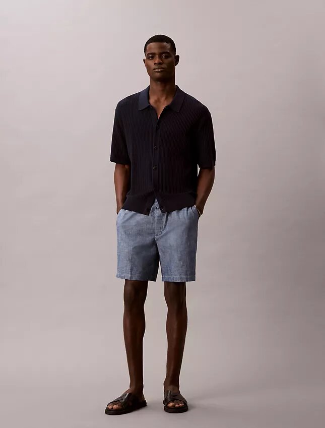 Chambray-vetoketjushortsit Chambray-vetoketjushortsit