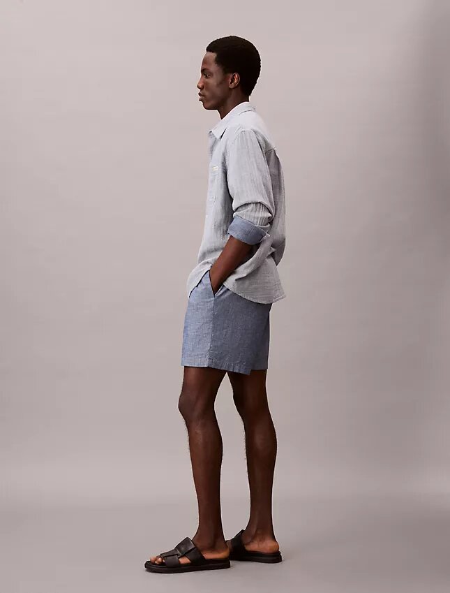 Chambray-vetoketjushortsit Chambray-vetoketjushortsit