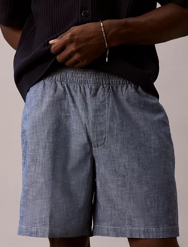 Chambray-vetoketjushortsit Chambray-vetoketjushortsit