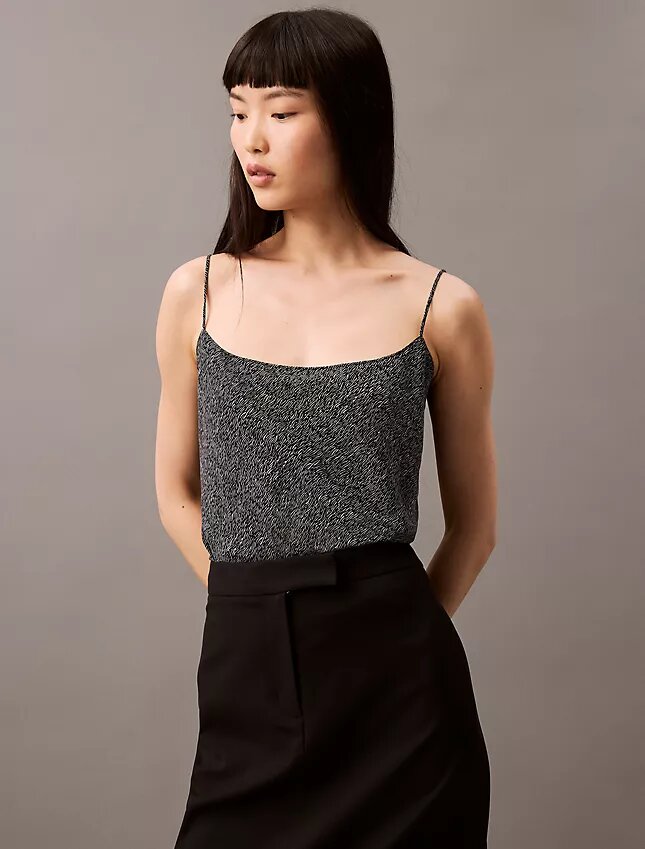 Chiffonista valmistettu, rento, painettu camisole Chiffonista valmistettu, rento, painettu camisole