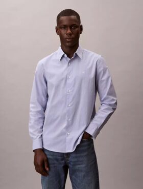 Cotton Stretch raidallinen klassinen napituspaita