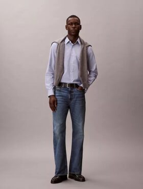 Cotton Stretch raidallinen klassinen napituspaita