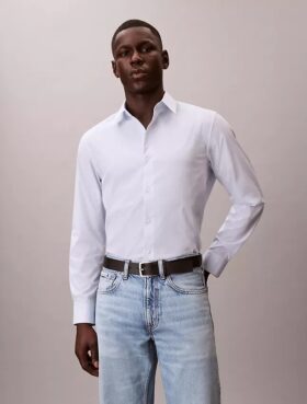 Cotton Stretch raidallinen klassinen napituspaita