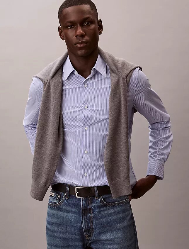 Cotton Stretch raidallinen klassinen napituspaita Cotton Stretch raidallinen klassinen napituspaita