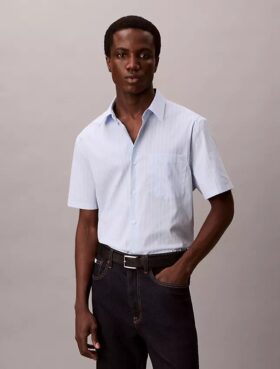 Cotton Stretch raidallinen lyhythihainen napituspaita