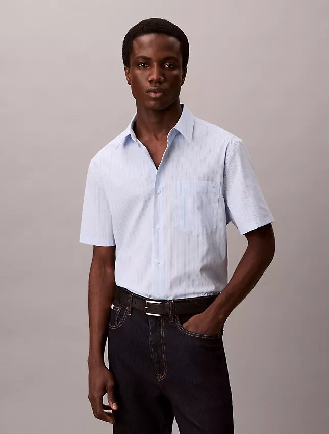 Cotton Stretch raidallinen lyhythihainen napituspaita Cotton Stretch raidallinen lyhythihainen napituspaita