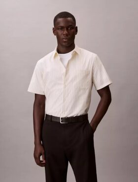 Cotton Stretch raidallinen lyhythihainen napituspaita