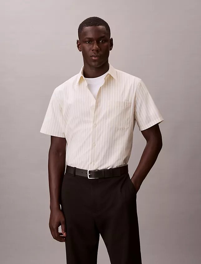 Cotton Stretch raidallinen lyhythihainen napituspaita Cotton Stretch raidallinen lyhythihainen napituspaita