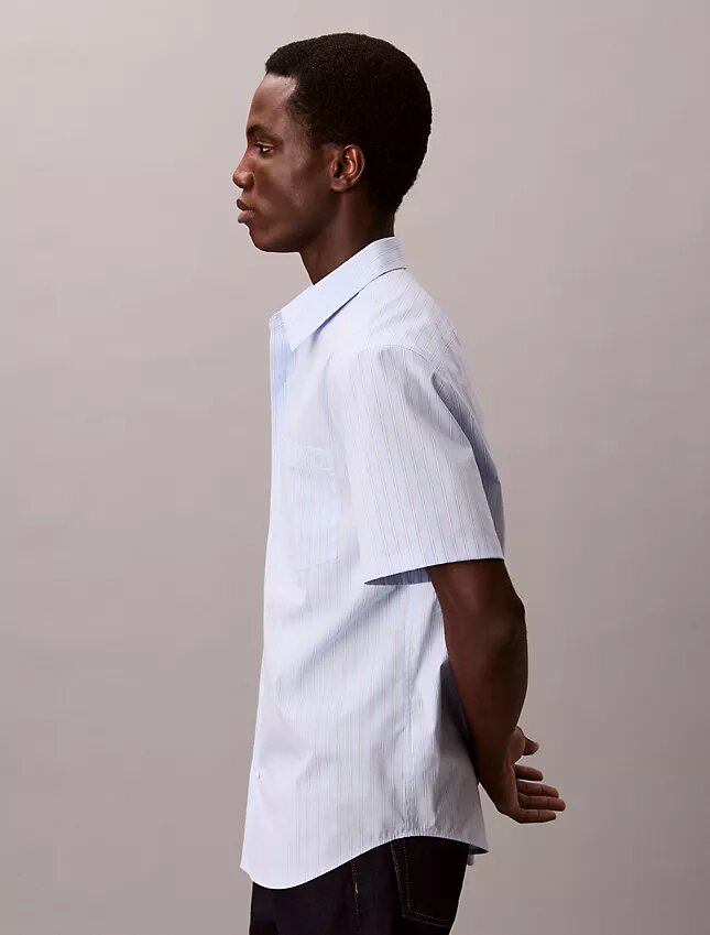 Cotton Stretch raidallinen lyhythihainen napituspaita Cotton Stretch raidallinen lyhythihainen napituspaita