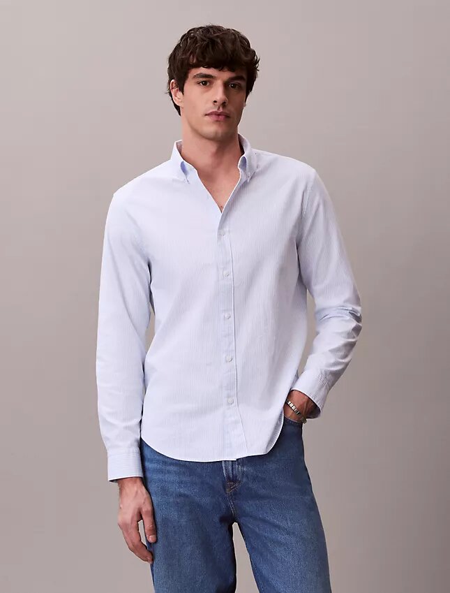 Cotton Stretch raidallinen Oxford-paita, klassinen napitus Cotton Stretch raidallinen Oxford-paita, klassinen napitus