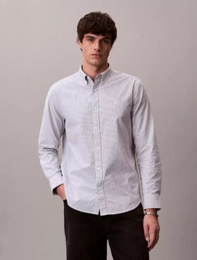 Cotton Stretch raidallinen Oxford-paita, klassinen napitus