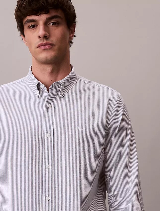 Cotton Stretch raidallinen Oxford-paita, klassinen napitus Cotton Stretch raidallinen Oxford-paita, klassinen napitus