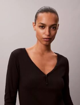 Cotton Stretch ribbineuleinen Henley-T-paita