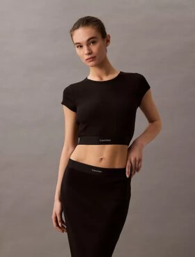Cotton Stretch ribbineuleinen lyhythihainen t-paita
