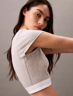 Cotton Stretch ribbineuleinen lyhythihainen t-paita
