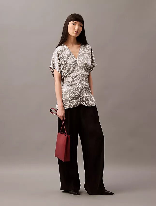 Crushed Satin Print Blouse Crushed Satin Print Blouse