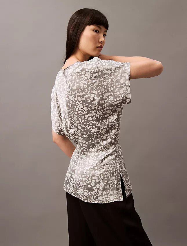 Crushed Satin Print Blouse Crushed Satin Print Blouse