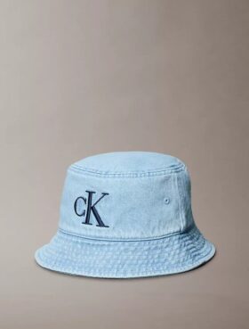 Denim-bucket-hatu brodeeratulla logolla