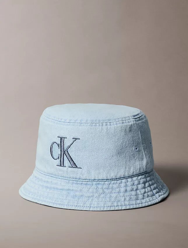 Denim-bucket-hatu brodeeratulla logolla Denim-bucket-hatu brodeeratulla logolla