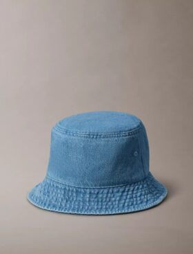 Denim-bucket-hatu brodeeratulla logolla