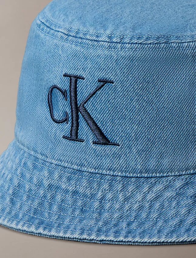 Denim-bucket-hatu brodeeratulla logolla Denim-bucket-hatu brodeeratulla logolla
