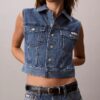Denim-hihaton liivi