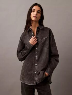 Denim-kuvioinen napituspaita