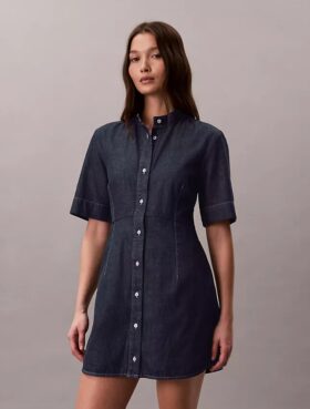 Denim-lyhythihainen mekko