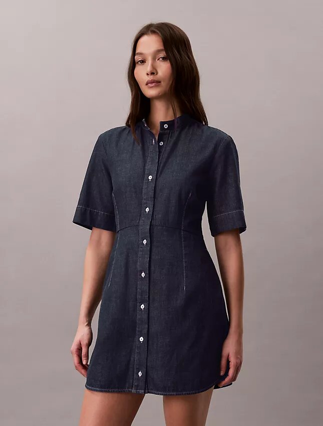 Denim-lyhythihainen mekko Denim-lyhythihainen mekko