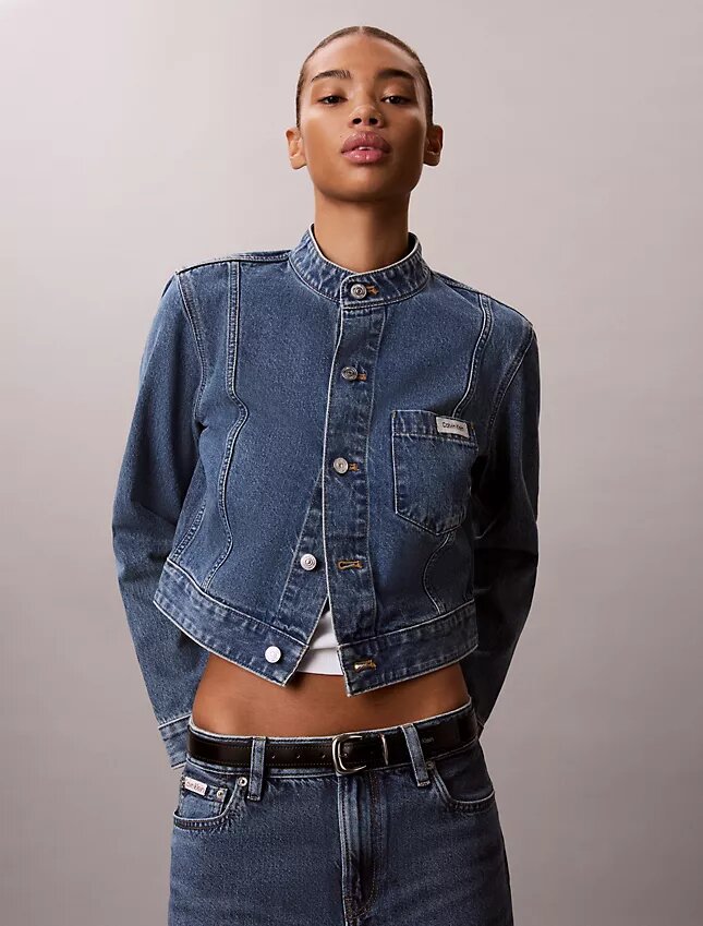 Denim-lyhythihainen takki Denim-lyhythihainen takki