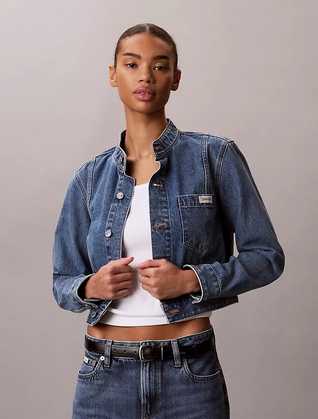 Denim-lyhythihainen takki Denim-lyhythihainen takki