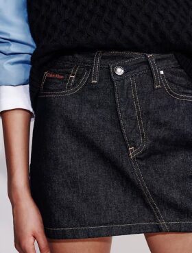 Denim-minihame, epäsymmetrinen vyötärö