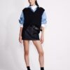 Denim-minihame, epäsymmetrinen vyötärö Denim-minihame, epäsymmetrinen vyötärö