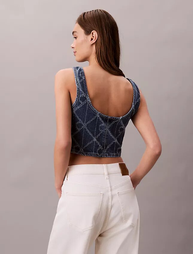 Denim-toppi, jossa on Monogram koko pinnalla Denim-toppi, jossa on Monogram koko pinnalla