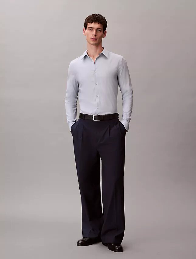 Geometrinen jacquard-kuvioinen slim-fit-paita napit edessä Geometrinen jacquard-kuvioinen slim-fit-paita napit edessä