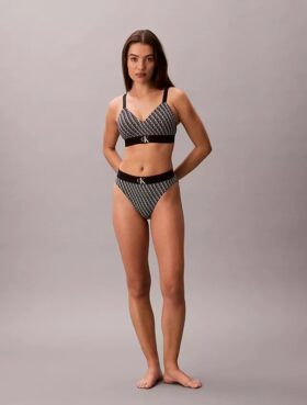 Graafinen Monogram-kuvioinen Microfiber-joustava Bralette kevyesti vuorattu Graafinen Monogram-kuvioinen Microfiber-joustava Bralette kevyesti vuorattu