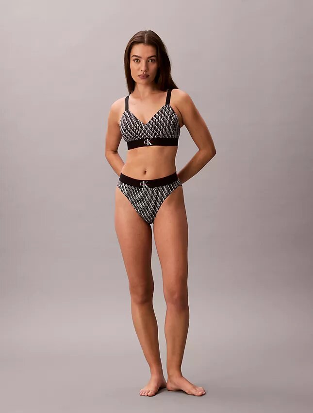 Graafinen Monogram-kuvioinen Microfiber-joustava Bralette kevyesti vuorattu Graafinen Monogram-kuvioinen Microfiber-joustava Bralette kevyesti vuorattu
