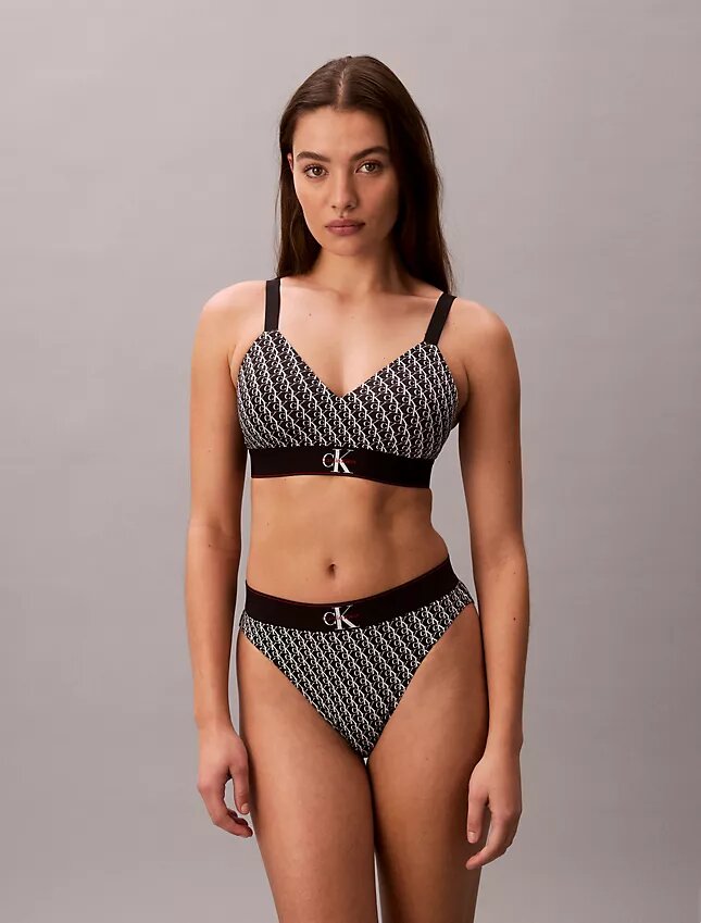 Graafinen Monogram-kuvioinen Microfiber-joustava Bralette kevyesti vuorattu Graafinen Monogram-kuvioinen Microfiber-joustava Bralette kevyesti vuorattu