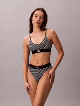 Graafinen Monogram-Microfiber-stretch-korkeavyötäröinen Bikini-alushousu Graafinen Monogram-Microfiber-stretch-korkeavyötäröinen Bikini-alushousu