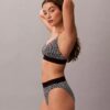 Graafinen Monogram-Microfiber-stretch-korkeavyötäröinen Bikini-alushousu