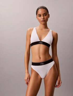 Graafinen monogrammi-Microfiber-kuituinen joustava, kevyesti vuorattu kolmiomallinen Bralette Graafinen monogrammi-Microfiber-kuituinen joustava, kevyesti vuorattu kolmiomallinen Bralette
