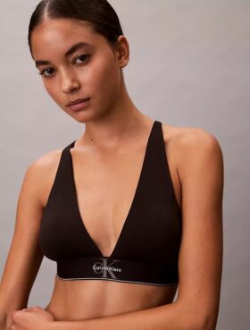 Graafinen monogrammi-Microfiber-kuituinen joustava, kevyesti vuorattu kolmiomallinen Bralette Graafinen monogrammi-Microfiber-kuituinen joustava, kevyesti vuorattu kolmiomallinen Bralette