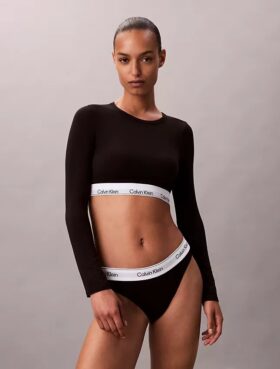 Icon-puuvilla-Modal, kevyesti vuorattu pitkähihainen t-paita-Bralette