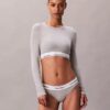 Icon-puuvilla-Modal, kevyesti vuorattu pitkähihainen t-paita-Bralette