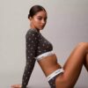 Icon-puuvilla-Modal, kevyesti vuorattu pitkähihainen t-paita-Bralette