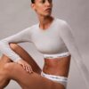Icon-puuvilla-Modal, kevyesti vuorattu pitkähihainen t-paita-Bralette