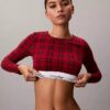 Icon-puuvilla-Modal, kevyesti vuorattu pitkähihainen t-paita-Bralette