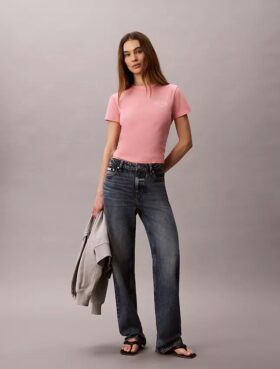 Kaareva logokuviollinen slim-fit-paita