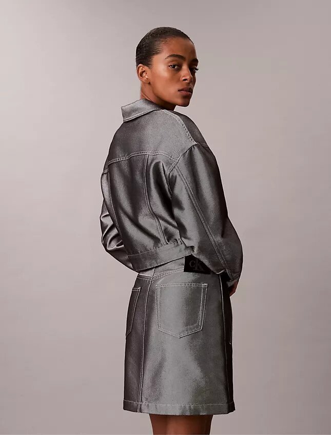 Kiiltävä denim-bomber-takki Kiiltävä denim-bomber-takki